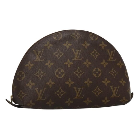 LOUIS VUITTON Monogram Trousse Demi Ronde Cosmetic Pouch M47520 LV Auth BA014 - Picture 1 of 16
